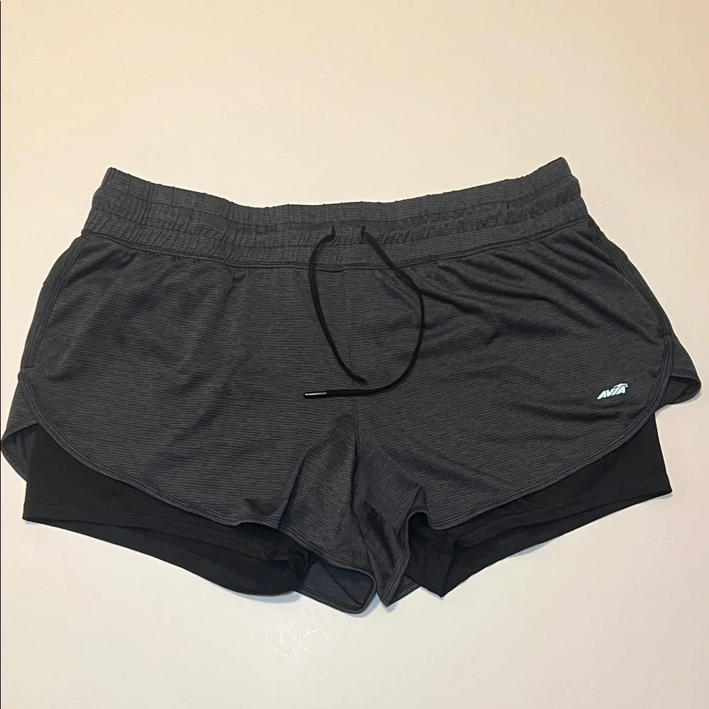 Avia Women’s Layered Black Running Shorts Size XXL Workout Active Wear